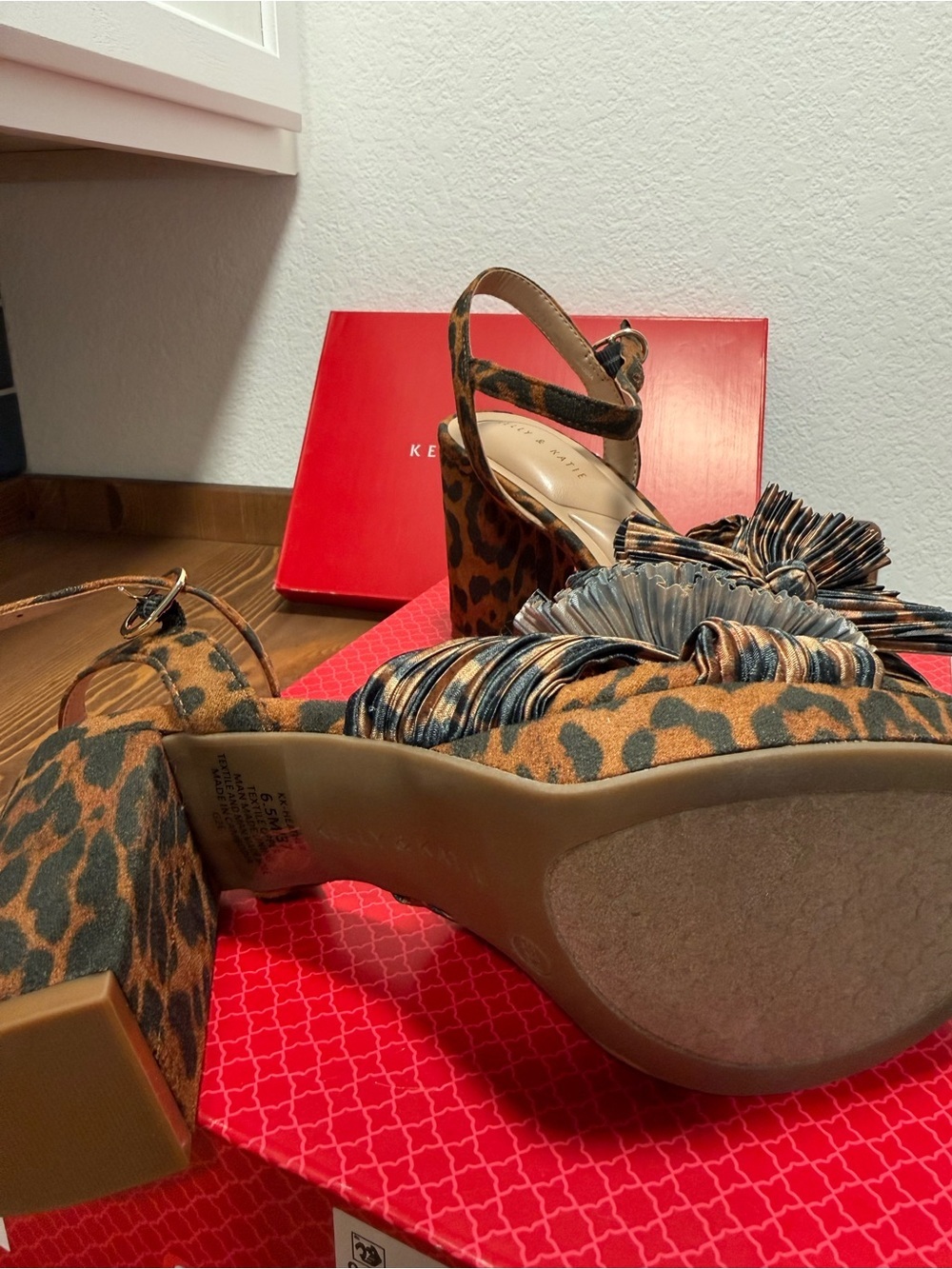 Leopard Print Bow Ankle-Strap Women shoes - Picture 6 of 13